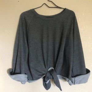 Wide-Neck Baggy Sweatshirt w/ front tie